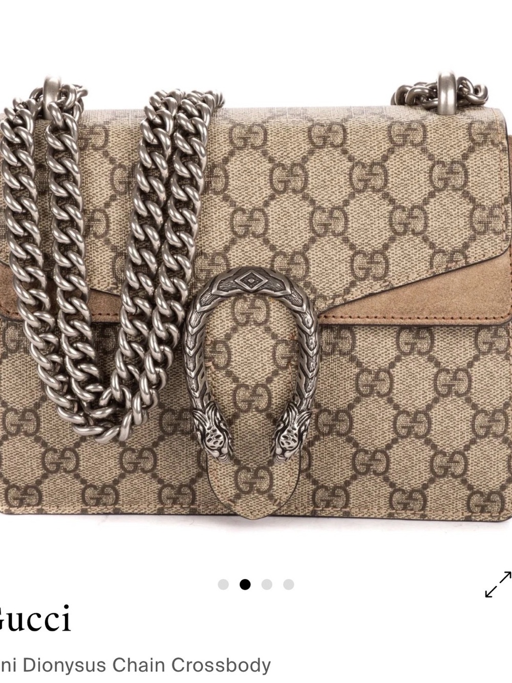 Gucci Beige/Brown GG Supreme Dionysus Chain Crossbody